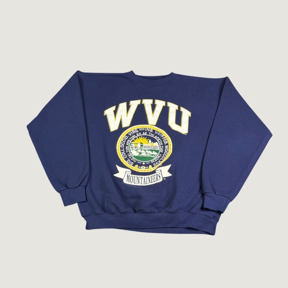 Vintage WVU Mountaineers Sweatshirt Navy Blue West Virginia University Large